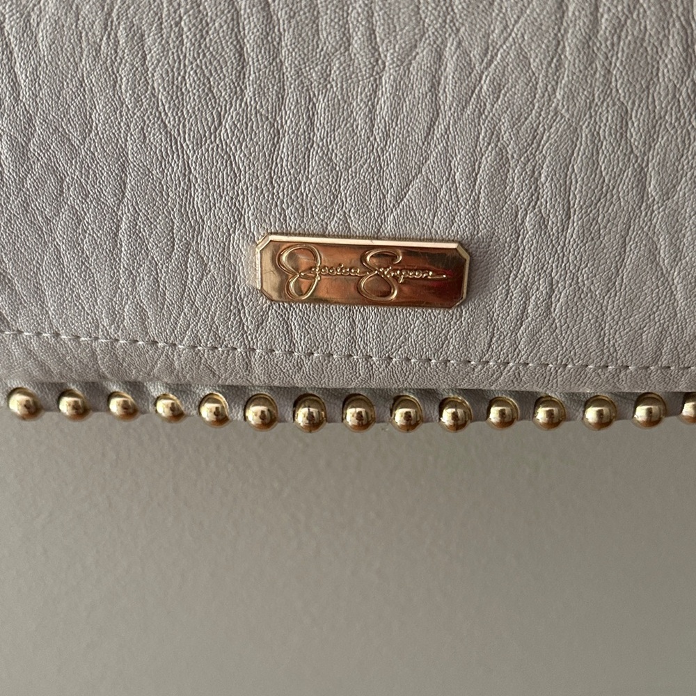 Jessica Simpson Light Gray Studded Crossbody Bag - Picture 3 of 7